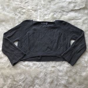 Grey Cropped Knit Sweater